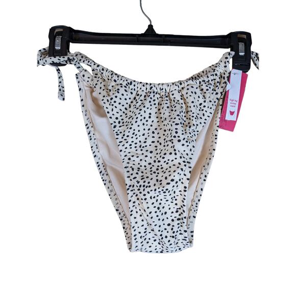 Xhilaration High Leg String Bikini Bottom Cream Dot Print XL Scoop Waist Tie - Picture 2 of 10